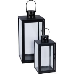 Lucerna kovová sada 2 ks 18 / 14 cm černá