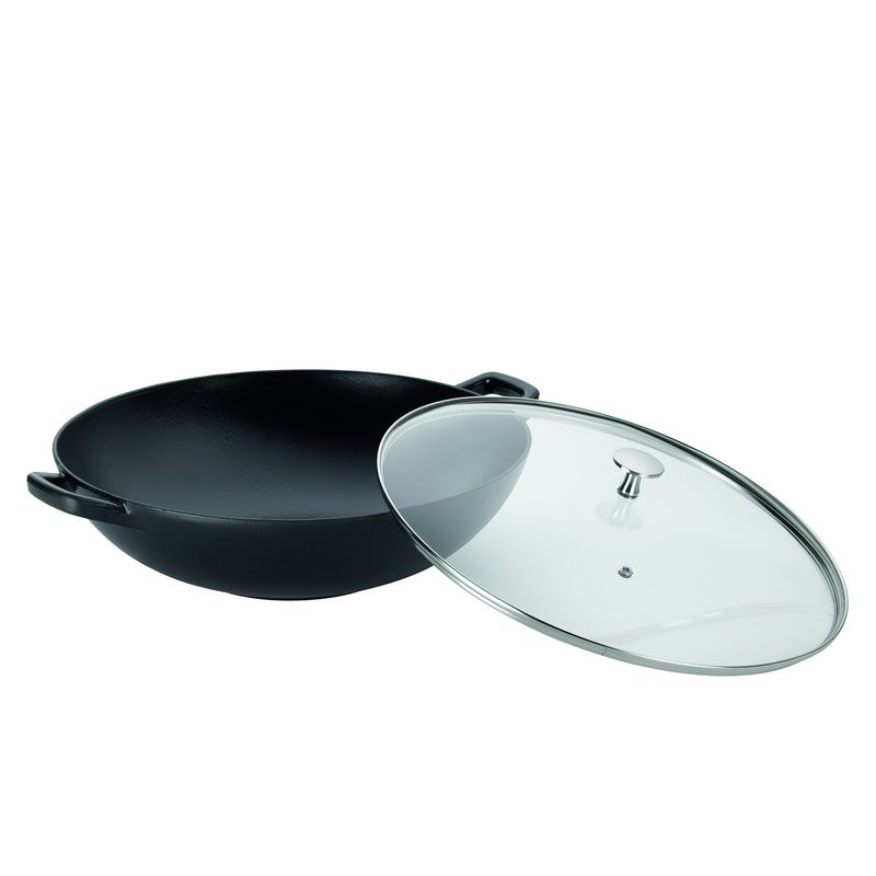 Wok litinový s poklicí CALIDO 36 cm černá