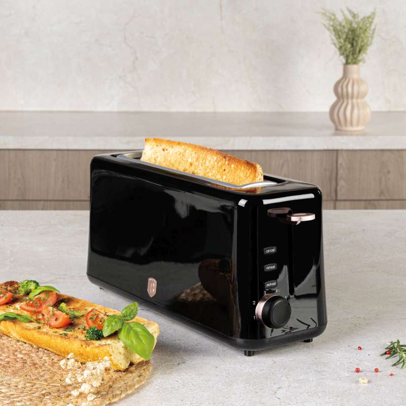 Topinkovač nerez 980W s dlouhým slotem Black Rose Collection