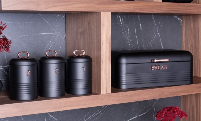 Chlebovka a dóza na potraviny sada 4 ks Black Rose Collection