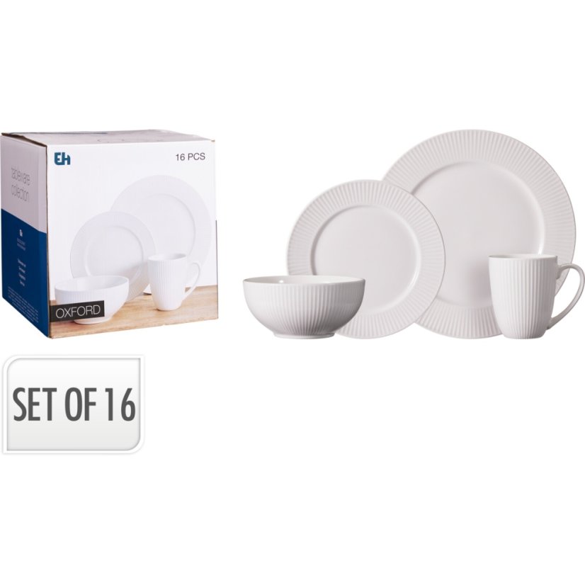 Set de masă din porțelan 16 buc alb