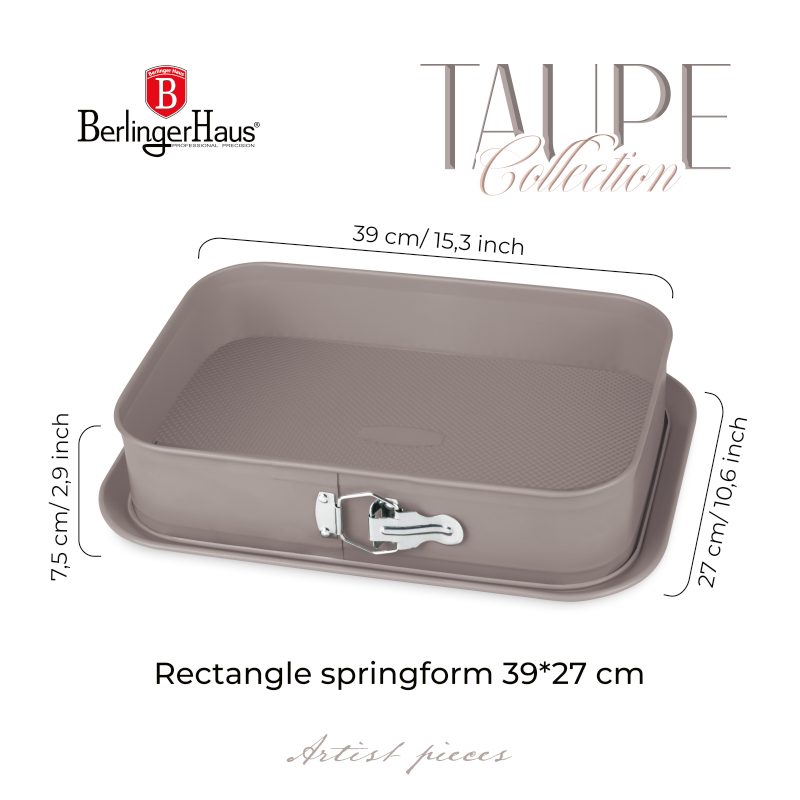 Forma na tortu hranatá s titánovým povrchom 39x27 cm Taupe Collection