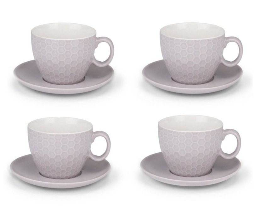 Cești și farfurioare pentru cappuccino ALPINA set de 8 gri