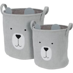 Dětský úložný koš na prádlo i hračky válec sada 2 ks šedá