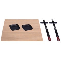 Sushi set porcelán / bambus sada 7 ks čierna Sushi set porcelán / bambus sada 7 ks čierna