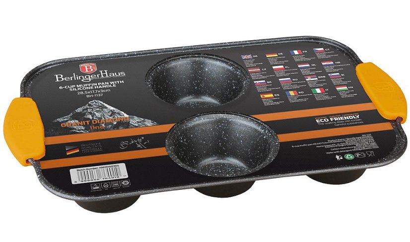 Forma na muffiny 6 ks silikonové rukojeti 29 x 18 x 3 Granit Diamond Line