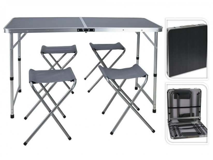 Kempingový nábytok stôl + 4 stoličky skladacie REDCLIFFS