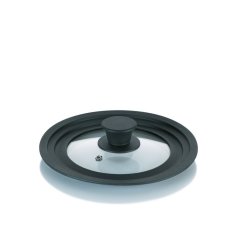 Capac din sticlă cu margine din silicon Concetta negru 12-14-16 cm