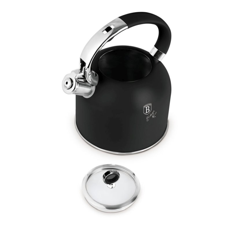 Konvice pískací se skleněným víkem 3 L Matte Black Collection