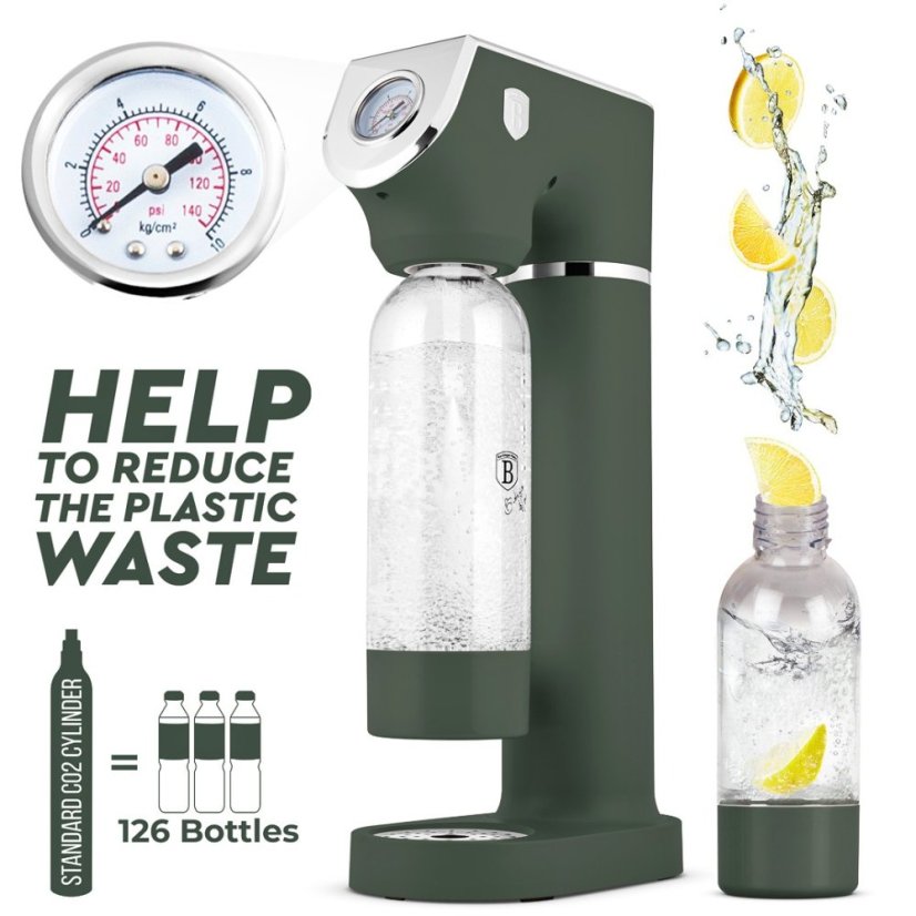 Výrobník sody SODABAR + 2 lahve Matte Green Collection