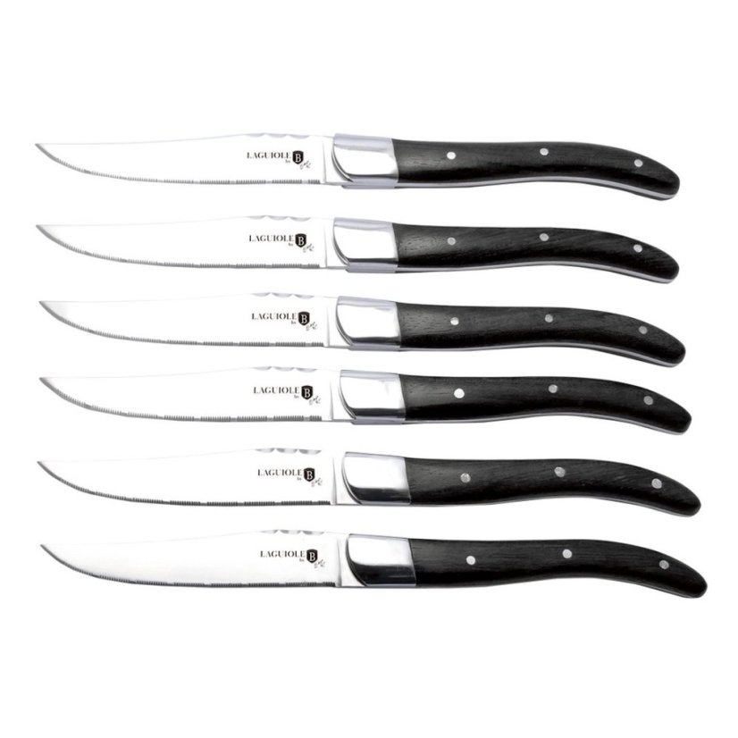 Sada steakových nožů 6 ks černá rukojeť Laguiole Collection