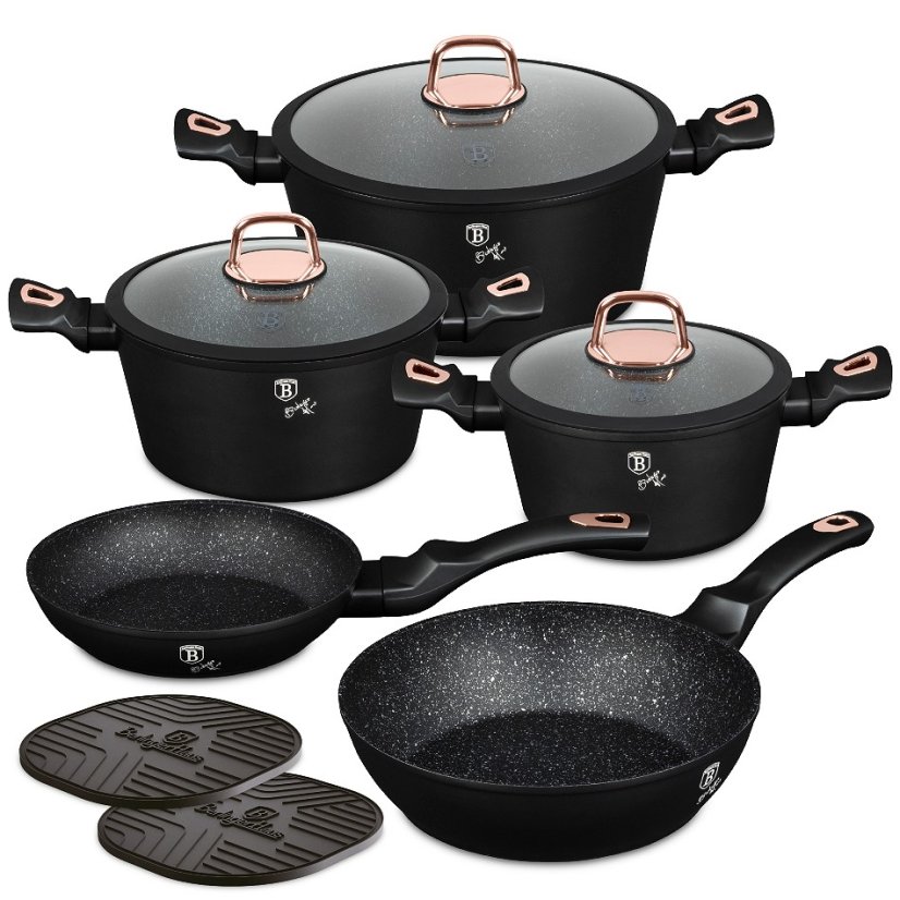 Sada nádobí s mramorovým povrchem 10 ks Black Rose Collection