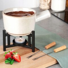 Fondue porcelánové s hořákem 450 ml + 2 vidličky