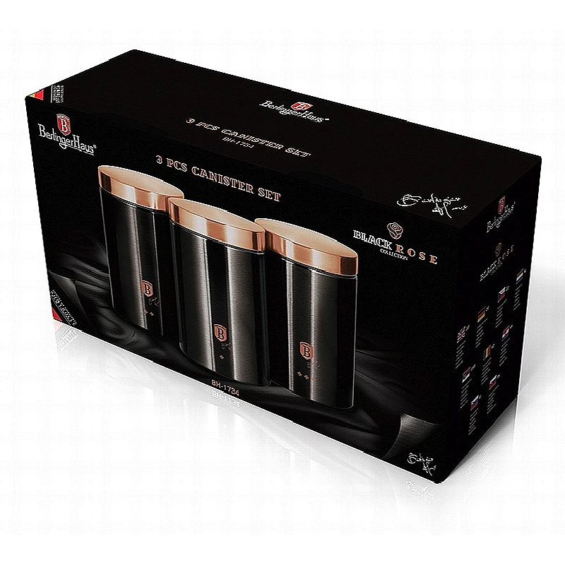 Súprava 3 ks boxov na potraviny Black Rose Collection