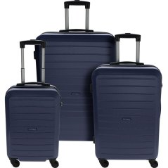 Súprava plastových cestovných kufrov 3 ks 50 / 60 / 70 cm tmavo modrá