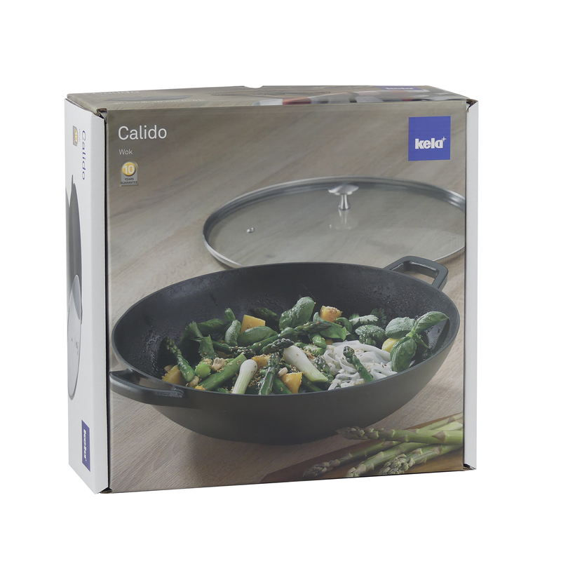 Wok litinový s poklicí CALIDO 36 cm černá