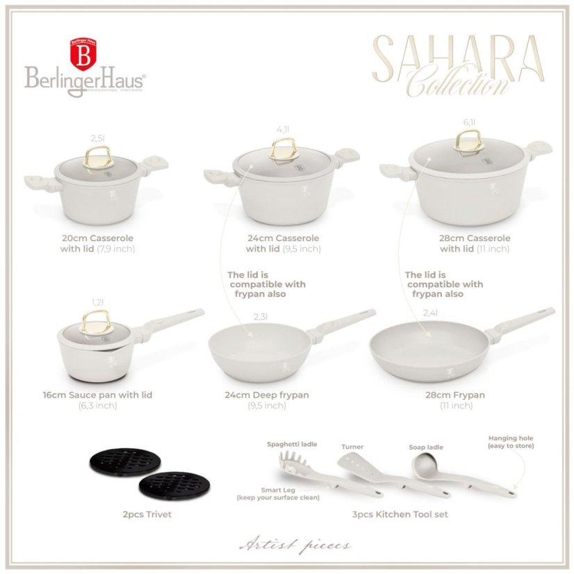 Sada nádobí s titanovým povrchem 15 ks Sahara Collection