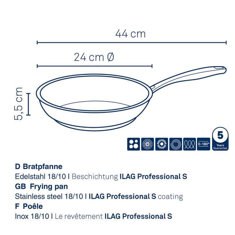 Pánev Flavoria nerez 18/10 s nepřilnavým povrchem 5,5 cm  24,0 cm