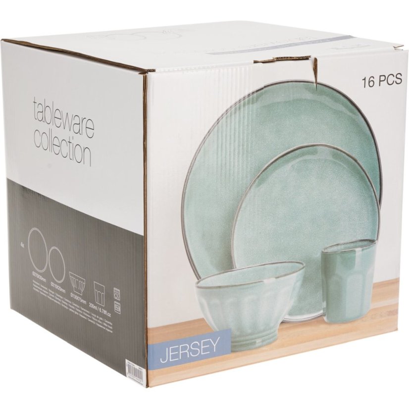 Jídelní sada 16 ks kamenina zelená