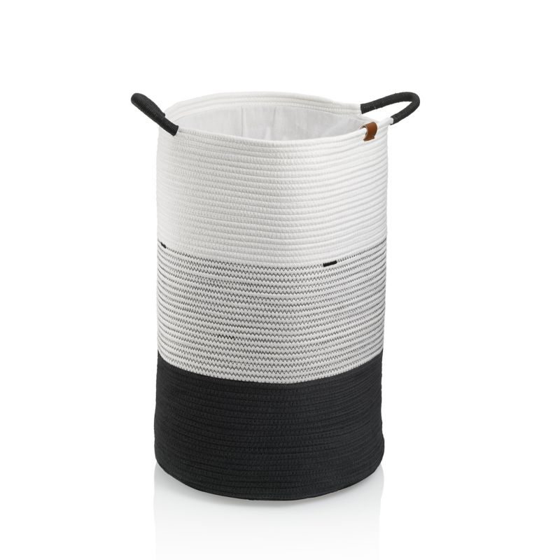 Kôš na bielizeň Hedda zmes bavlna/polyester bielo-čierna 57,0 cm 40,0 cm