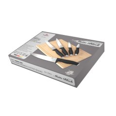 Set de cutite cu placa de taiere 6 bucati Colectia Matte Black Set de cutite cu placa de taiere 6 bucati Colectia Matte Black