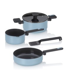 Sada hrnců Mira s keramickým povrchem 5 ks, kouřově modrá
