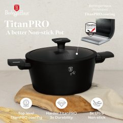 Kastrol s titanovým povrchem a poklicí 28 cm Matte Black Collection Kastrol s titanovým povrchem a poklicí 28 cm Matte Black Collection