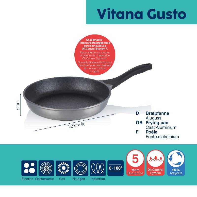 Pánev Vitana Gusto litý hliník šedá 28 x 6 cm