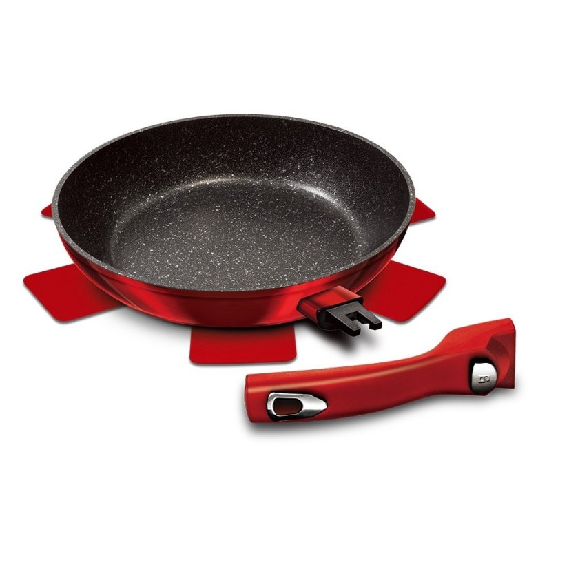 Pánev s odnímatelnou rukojetí + víko Burgundy Metallic Line 28 cm