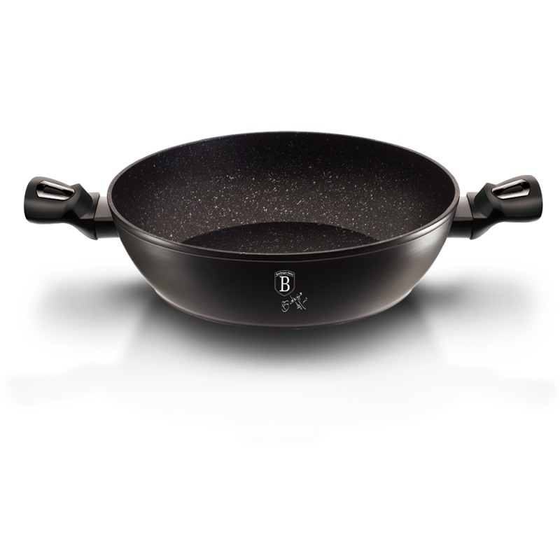 Panvica WOK s pokrievkou a mramorovým povrchom 30 cm Black Silver Collection