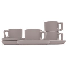 Set de cești espresso cu farfurioare 8 buc 100 ml Colecția Taupe Set de cești espresso cu farfurioare 8 buc 100 ml Colecția Taupe