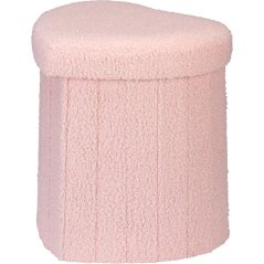 Taburet s úložným prostorem srdce 34 × 28 × 35 cm  růžová