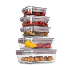 Dóza na potraviny s víkem skleněná sada 5 ks Taupe Collection