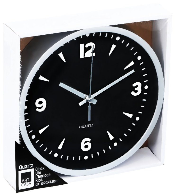 Ceas de perete 20 cm negru/argintiu