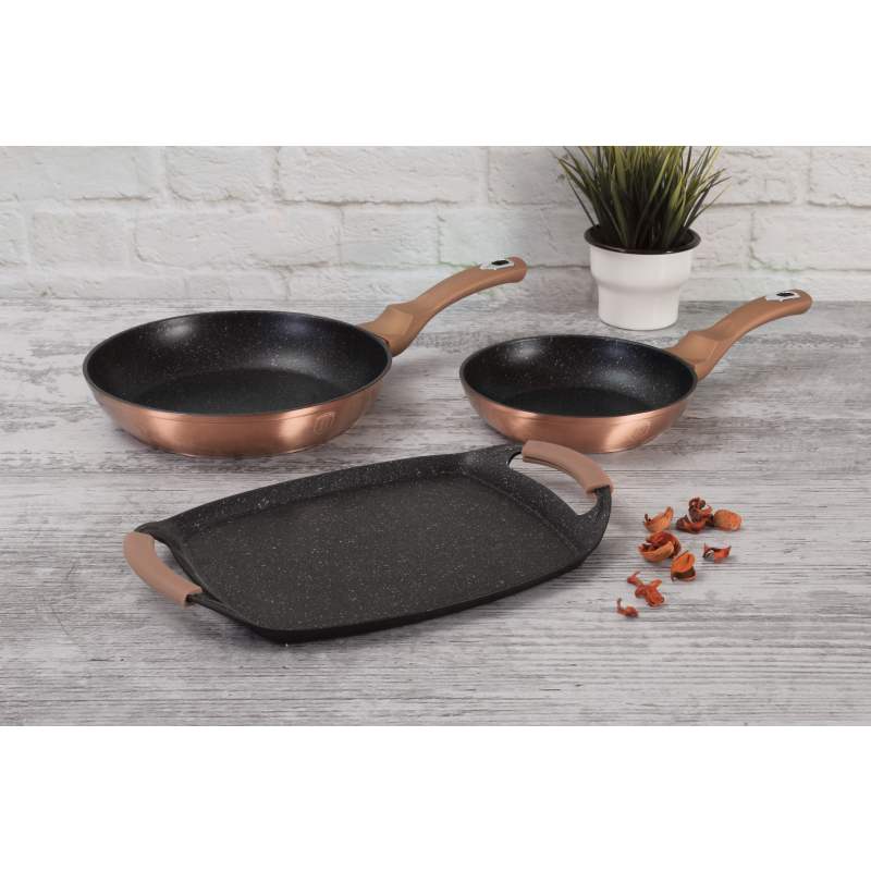 Sada pánví s mramorovým povrchem 3 ks Rosegold Metallic Line