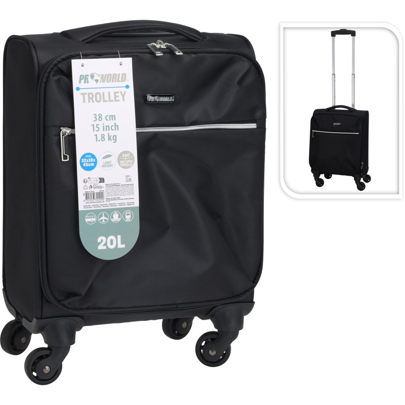 Bagaj de mana pe roti pentru avioane 20 l negru