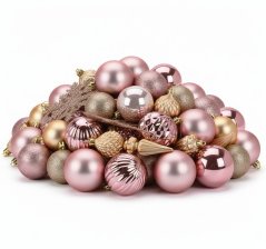 Vánoční ozdoby sada 57 ks zlatorůžová