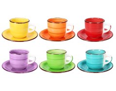 Hrnčeky na cappuccino s podšálkami sada 12 ks 350 ml COLOURS