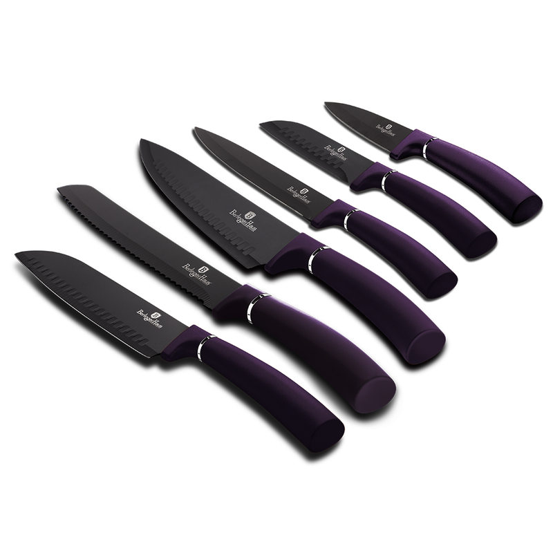 Sada nožů s nepřilnavým povrchem 6 ks Purple Metallic Line