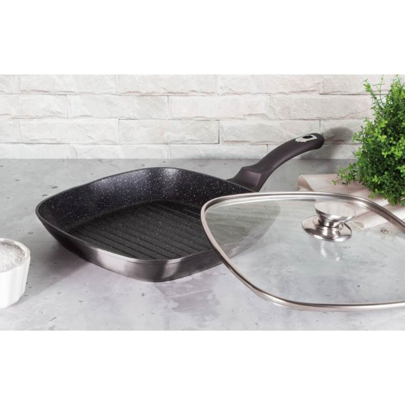 Pánev grilovací s mramorovým povrchem a poklicí 28 cm Carbon PRO Line