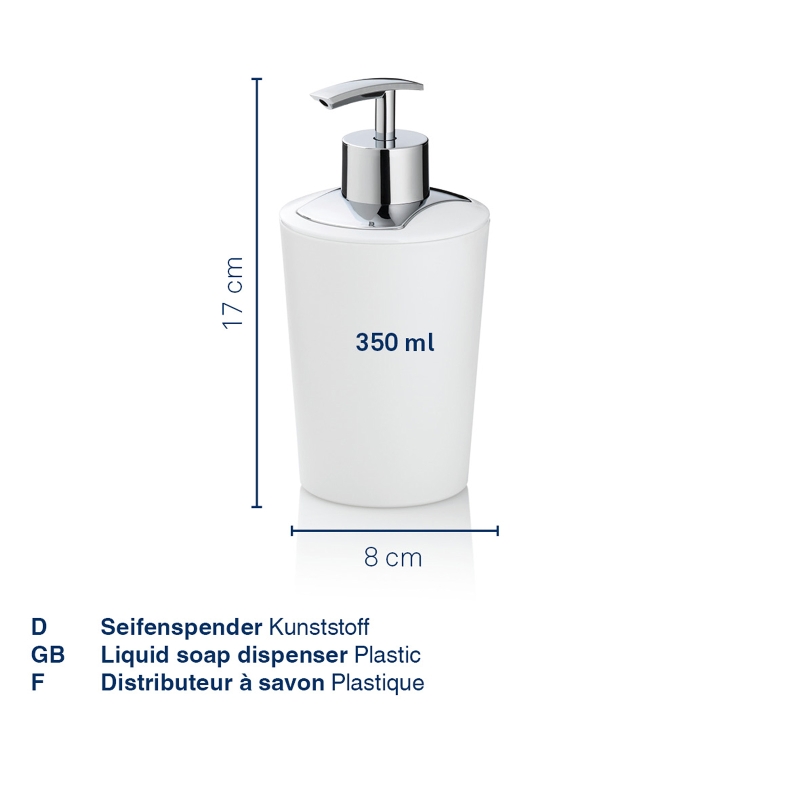 Dávkovač mydla MARTA plastik čierna H 17cm / Ř 8cm / 350