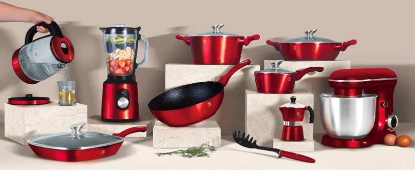 Set de tacamuri cu suprafata de marmura de 15 bucati Burgundy Metallic Line