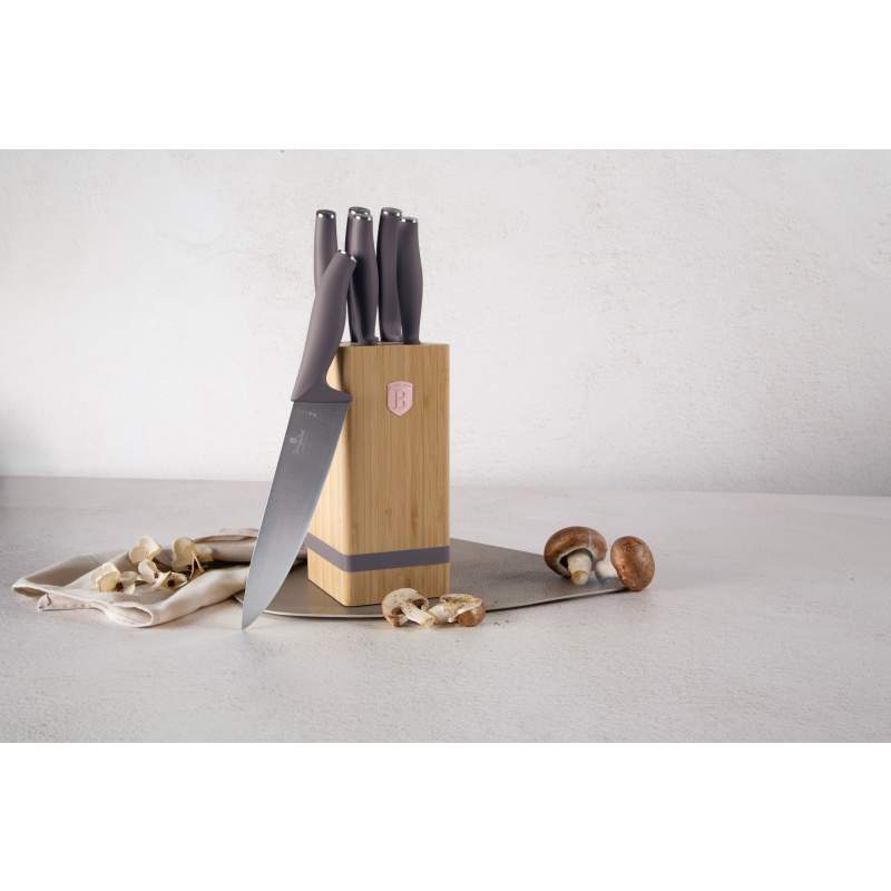 Súprava nožov so stojanom BAMBOO 6 ks Taupe Collection