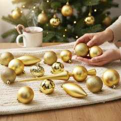 Set de adornos navideños 19 piezas oro