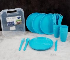 Pikniková sada nádobí v boxu 31 ks modrá
