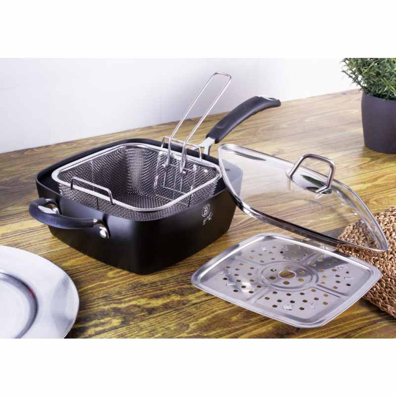 Panvica hlboká multifunkčná s fritovacím košom 24 cm Black Professional Line