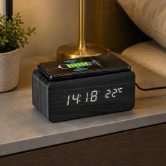 Ceas cu alarmă fără fir GRUNDIG cu încărcător, negru