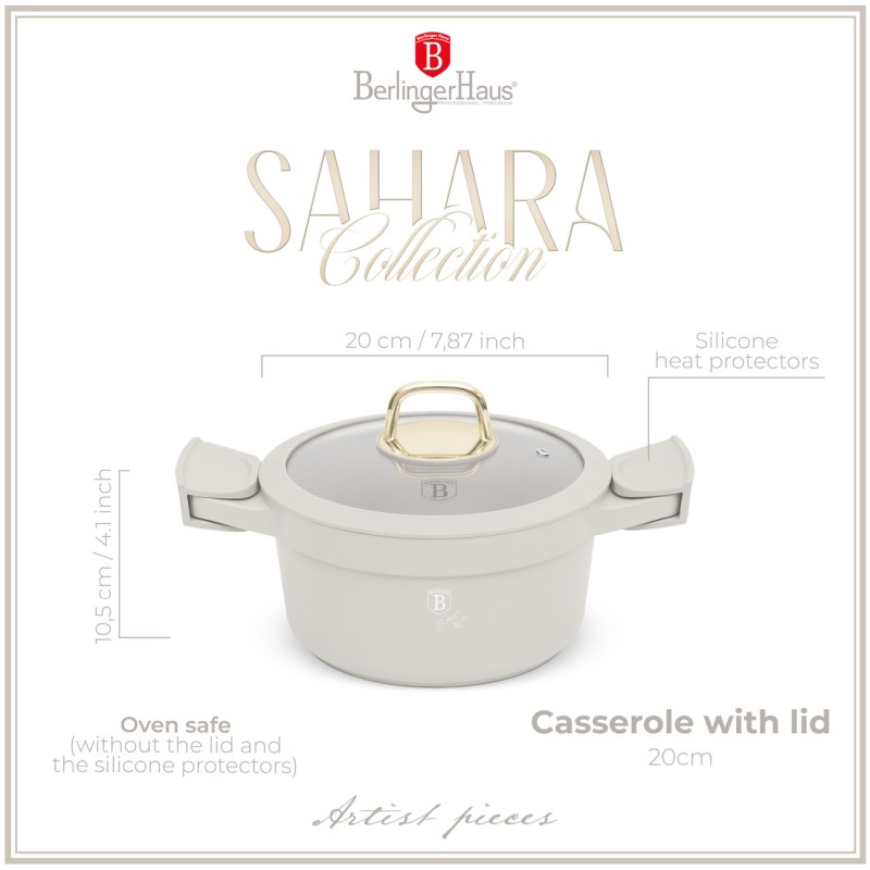 Kastrol s poklicí s titanovým povrchem 20 cm Sahara Collection