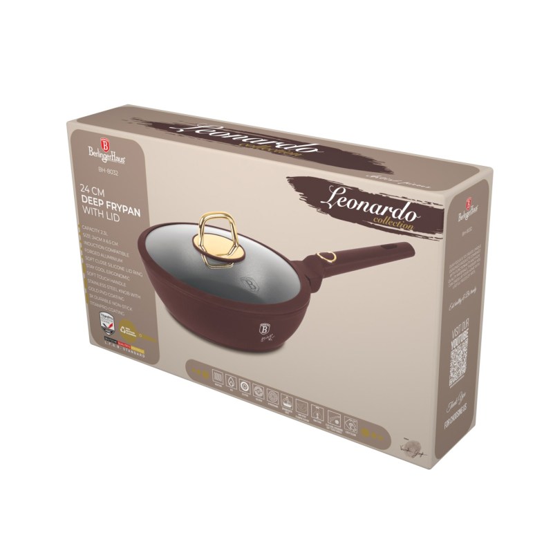 Pánev hluboká s titanovým povrchem a poklicí 24 cm Leonardo Collection