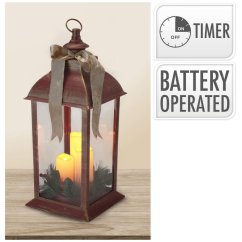 Lampa s LED sviečkami, plast/sklo, 20 × 49 cm, červená